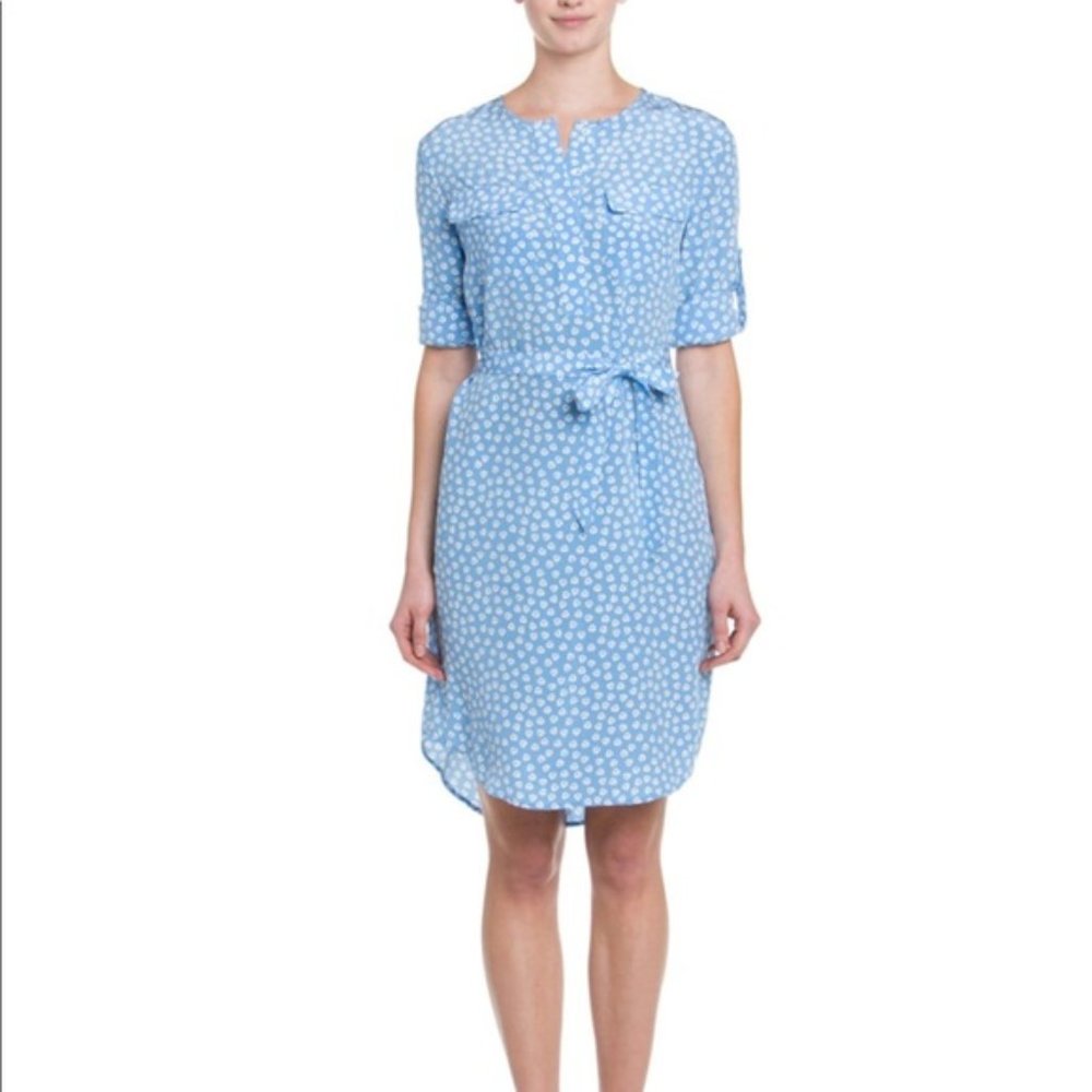 J. McLaughlin Casablanca SILK Dress in Blue, Aquarius Booomerang